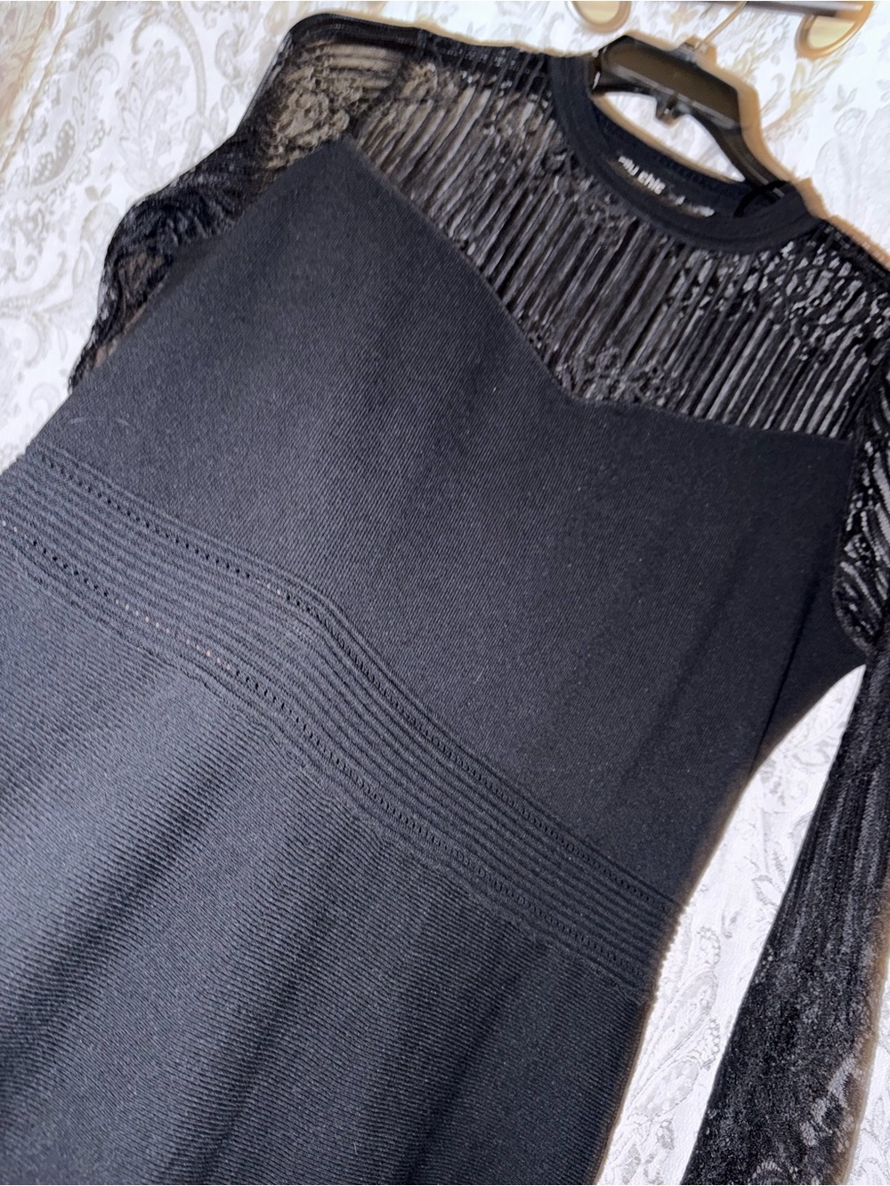 City Chic women’s Black knit Lace Panel long sleeve dress Sz 14w XS never worn - Picture 11 of 11
